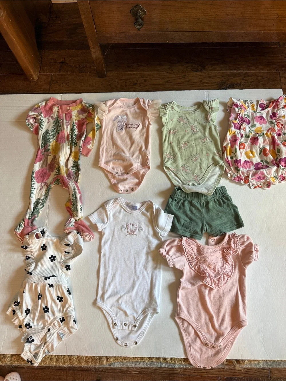 Baby Girls Mixed Pastel One-Piece Bodysuit Set - Pink, Peach & Green